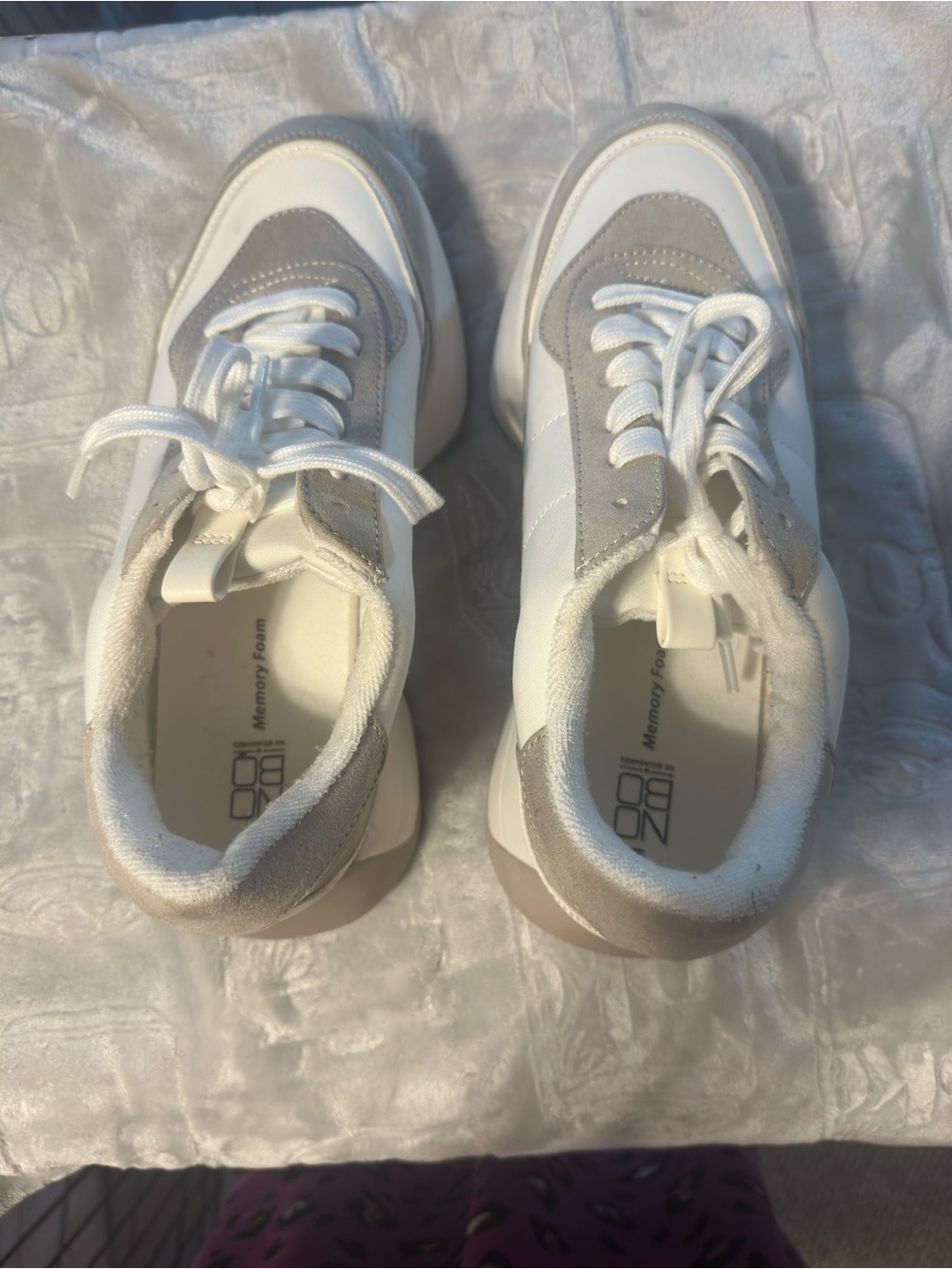 NOBO Cream and Light Gray Women's Chunky Lace-Up Sneakers